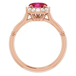 14K Rose Natural Ruby & 1/4 CTW Natural Diamond Ring