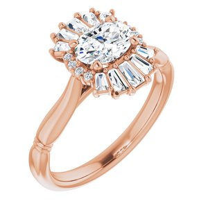 14K Rose Natural White Sapphire & 1/4 CTW Natural Diamond Ring