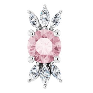 14K White Natural Pink Morganite & 1/5 CTW Natural Diamond Pendant