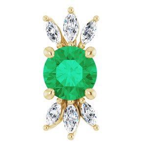 14K Yellow Natural Emerald & 1/5 CTW Natural Diamond Pendant