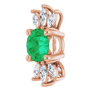 14K Rose Lab-Grown Emerald & 1/5 CTW Natural Diamond Pendant