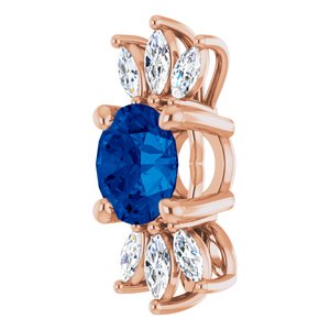14K Rose Natural Blue Sapphire & 1/5 CTW Natural Diamond Pendant
