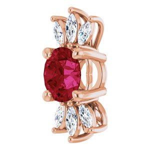 14K Rose Lab-Grown Ruby & 1/5 CTW Natural Diamond Pendant
