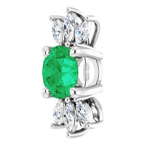 Sterling Silver Lab-Grown Emerald & 1/5 CTW Natural Diamond Pendant