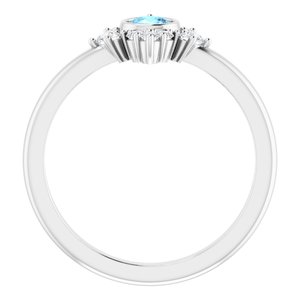 14K White Natural Aquamarine & 1/5 CTW Natural Diamond Ring