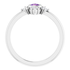 Sterling Silver Natural Amethyst & 1/5 CTW Natural Diamond Ring