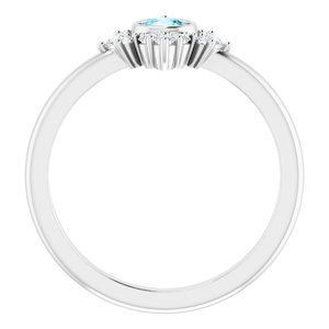 14K White Natural Blue Zircon & 1/5 CTW Natural Diamond Ring