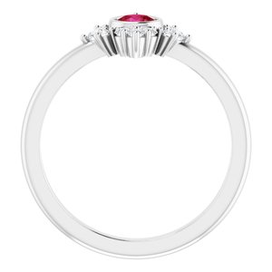 Sterling Silver Lab-Grown Ruby & 1/5 CTW Natural Diamond Ring