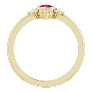 14K Yellow Natural Ruby & 1/5 CTW Natural Diamond Ring