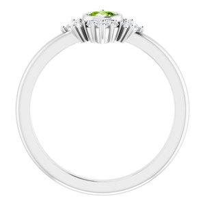 Sterling Silver Natural Peridot & 1/5 CTW Natural Diamond Ring