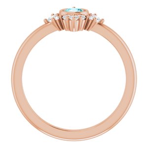 14K Rose Natural Blue Zircon & 1/5 CTW Natural Diamond Ring