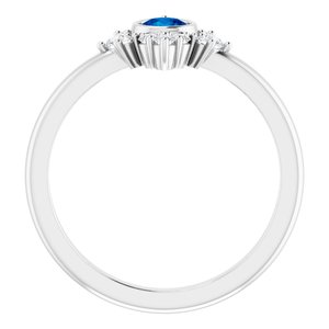 Sterling Silver Lab-Grown Blue Sapphire & 1/5 CTW Natural Diamond Ring