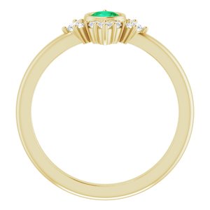 14K Yellow Natural Emerald & 1/5 CTW Natural Diamond Ring