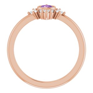 14K Rose Natural Amethyst & 1/5 CTW Natural Diamond Ring