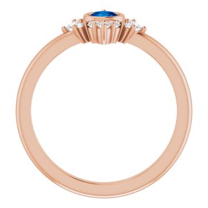 14K Rose Lab-Grown Blue Sapphire & 1/5 CTW Natural Diamond Ring