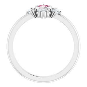 14K White Natural Pink Tourmaline & 1/5 CTW Natural Diamond Ring