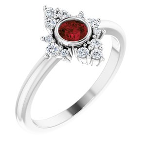 Sterling Silver Natural Mozambique Garnet & 1/5 CTW Natural Diamond Ring