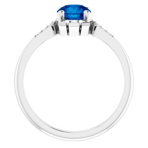 Platinum Natural Blue Sapphire & 1/6 CTW Natural Diamond Ring