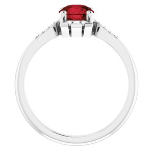 Sterling Silver Natural Garnet & 1/6 CTW Natural Diamond Ring