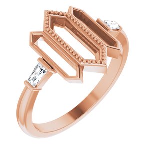14K Rose 1/8 CTW Natural Diamond Geometric Ring