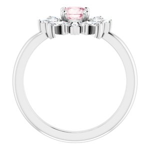 14K White Natural Pink Morganite & 3/8 CTW Natural Diamond Ring
