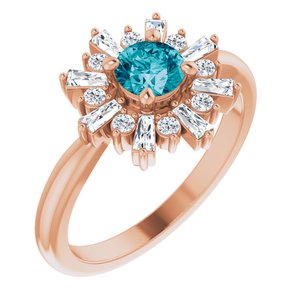 14K Rose Natural London Blue Topaz & 3/8 CTW Natural Diamond Ring