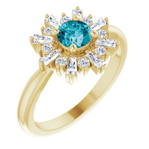14K Yellow Natural London Blue Topaz & 3/8 CTW Natural Diamond Ring