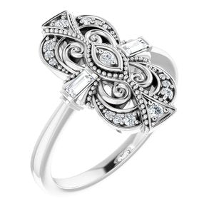 Platinum 1/5 CTW Natural Diamond Vintage-Inspired Ring