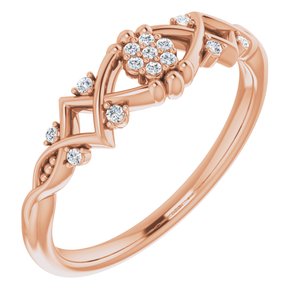 14K Rose .06 CTW Natural Diamond Vintage-Inspired Ring