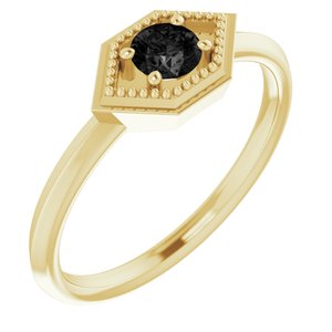 14K Yellow Natural Black Onyx Geometric Ring