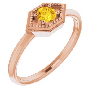 14K Rose Natural Yellow Sapphire Geometric Ring