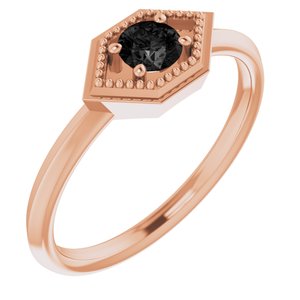 14K Rose Natural Black Onyx Geometric Ring