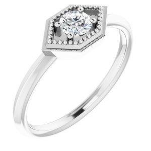 Sterling Silver Natural White Sapphire Geometric Ring