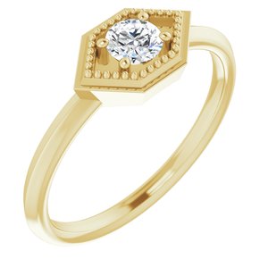14K Yellow Natural White Sapphire Geometric Ring