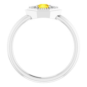 Sterling Silver Natural Yellow Sapphire Geometric Ring