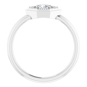 Sterling Silver Natural White Sapphire Geometric Ring