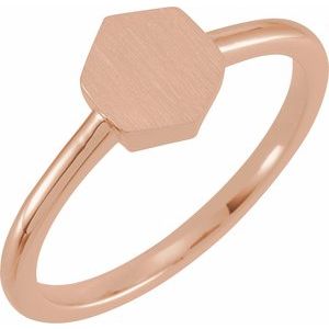 14K Rose 9.5x8 mm Geometric Signet Ring
