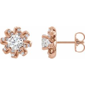 14K Rose 1 CTW Natural Diamond Halo-Style Earrings