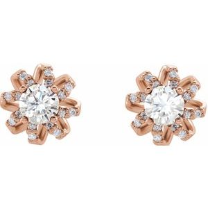 14K Rose 1 CTW Natural Diamond Halo-Style Earrings