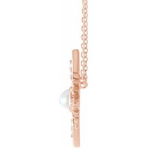 14K Rose Natural Ethiopian Opal & .08 CTW Natural Diamond Celestial 16-18" Necklace