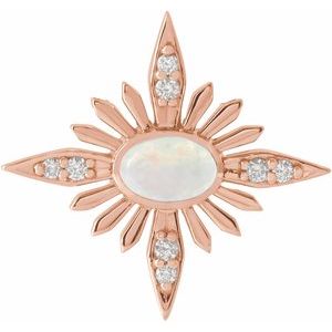 14K Rose Natural Ethiopian Opal & .08 CTW Natural Diamond Celestial Pendant