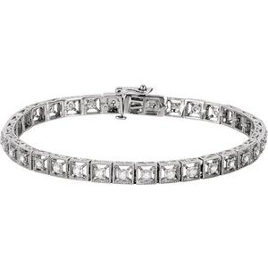 14K White 1/2 CTW Natural Diamond Line 7" Bracelet