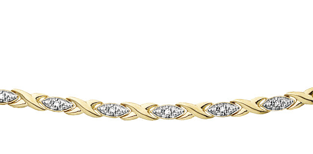 x's & o's Diamond 0.010ct Bracelet on 10K Gold