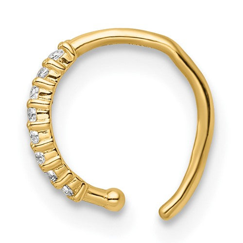 14k 18 Gauge Double Row Beaded and CZ Nose Ring / Ear Cuff
