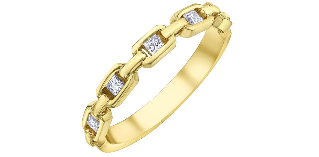 Chain Link .20ct Diamond Gold Ring - Bijouterie Classique