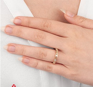 Chain Link .20ct Diamond Gold Ring - Bijouterie Classique