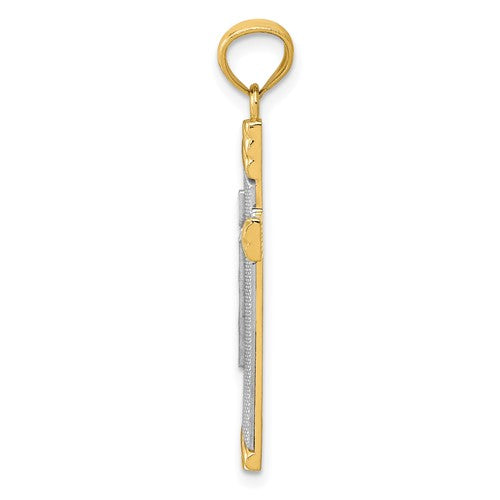 14K with Rhodium Cross Pendant - Bijouterie Classique