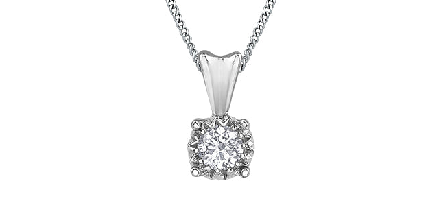 Diamond Illuminaire Solitaire Pendent 10kt with .07ct t.w - Bijouterie Classique