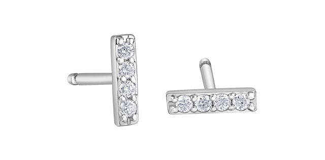 Bar Stud Diamond 10K Earrings