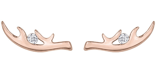 AntlerDiamond Earrings 10K Rose gold